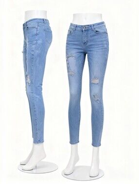 Fashion Nova Light Blue Distressed Skinny Jeans